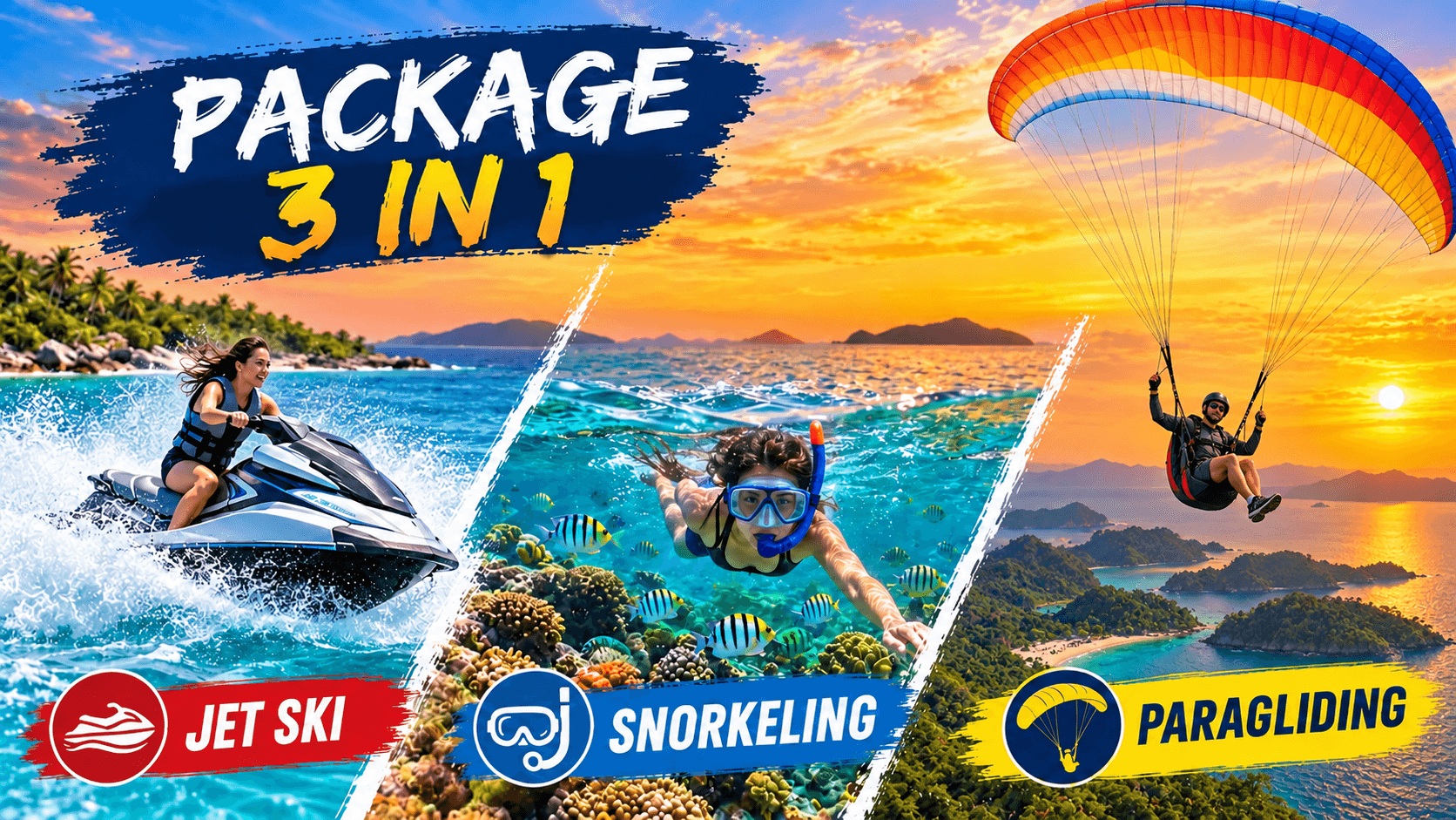 Mô tô nước + Snorkling + Paragliding