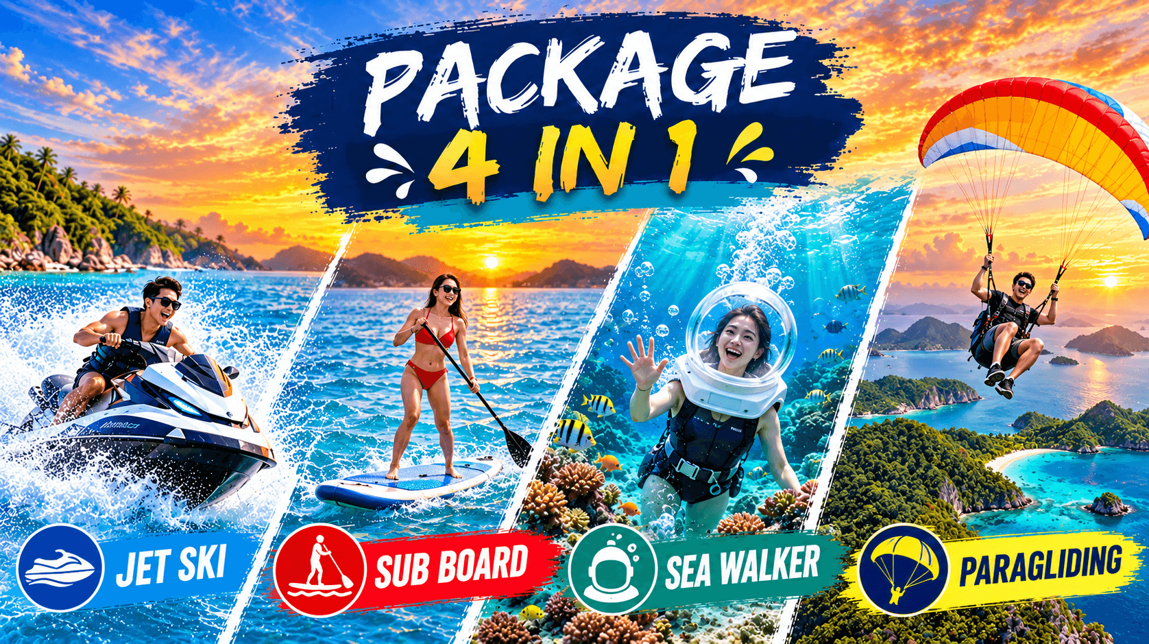 เจ็ตสกี + Sub Board + ซีวอล์กเกอร์ + Paragliding
