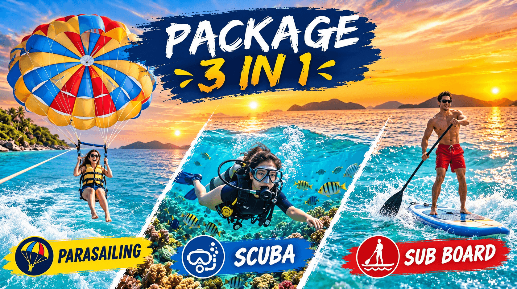 พาราเซลลิ่ง + Scuba + Sub Board