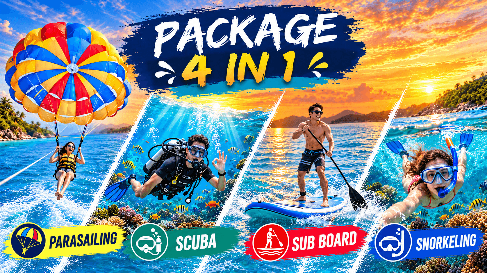 Parasailing + Scuba + Sub Board + Snorkeling