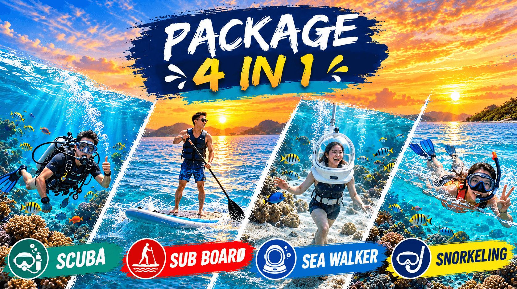 Scuba + Sub Board + ซีวอล์กเกอร์ + Snorkling